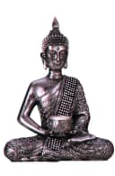 MF Buddhafigur Silber mit Teelichthalter und Glitzer-Verzierung Bild 2