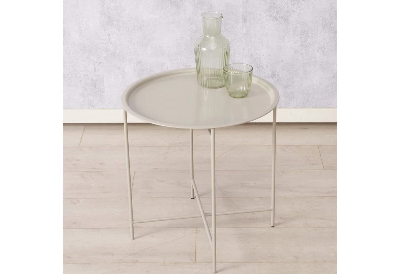BOLTZE Tabletttisch Beistelltisch Metall Beige