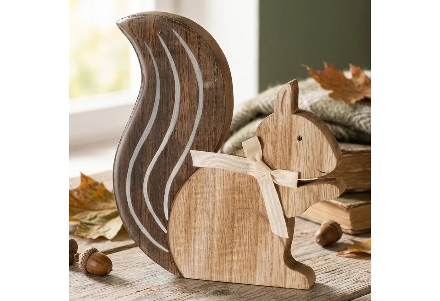 BOLTZE Dekofigur Eichhörnchen aus Holz Braun