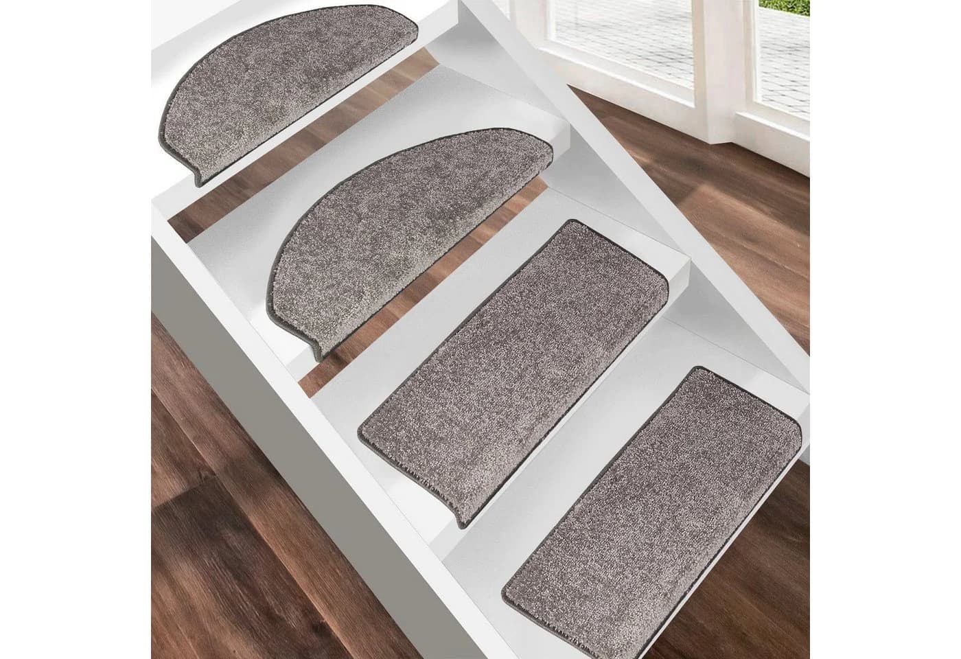 Floordirekt Stufenmatte Sundae 1A Velours Treppenschutz Halbrund