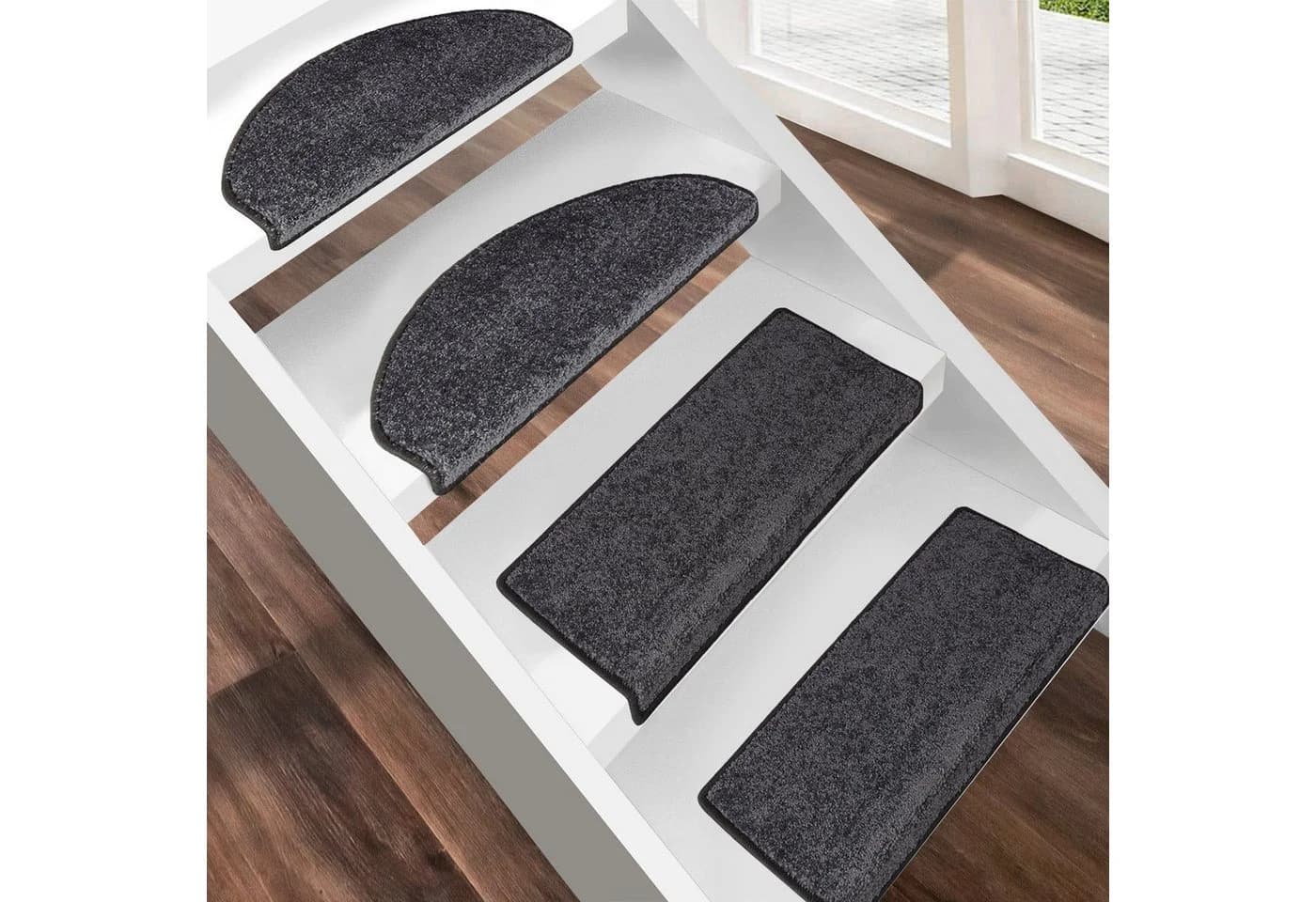 Floordirekt Stufenmatte Sundae Velours Anthrazit Halbrund