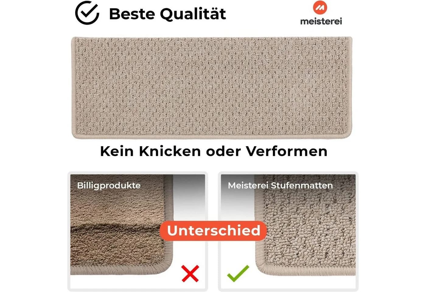 casa pura Stufenmatte Baleno Beige Bouclé Treppenschutz - Bild 4