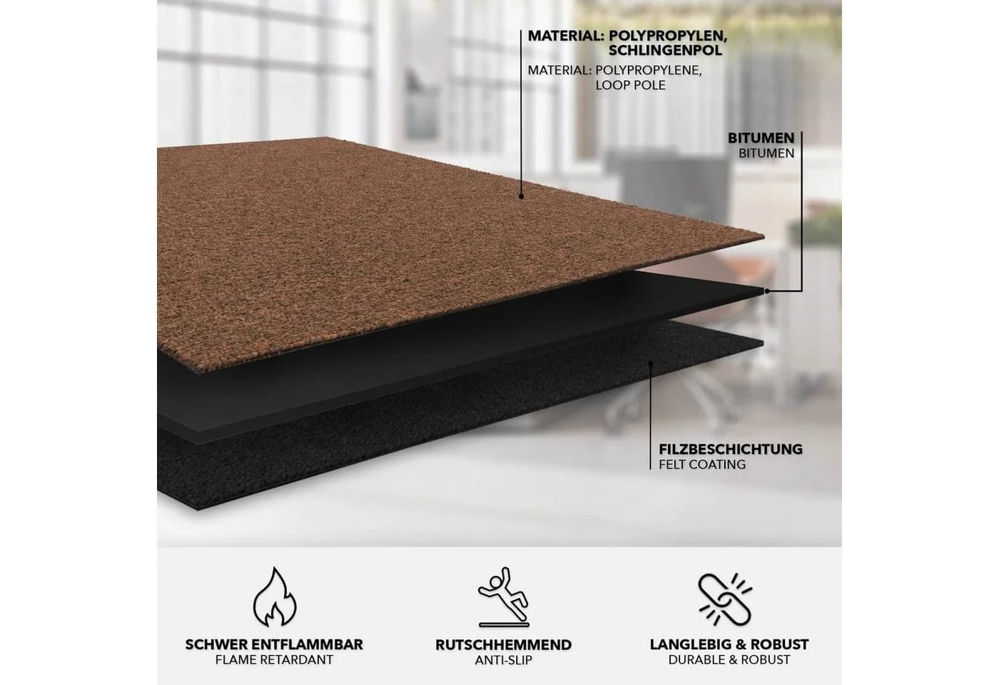 Karat Teppichfliese Moscow Beige Selbstliegend 50x50 cm - Bild 4