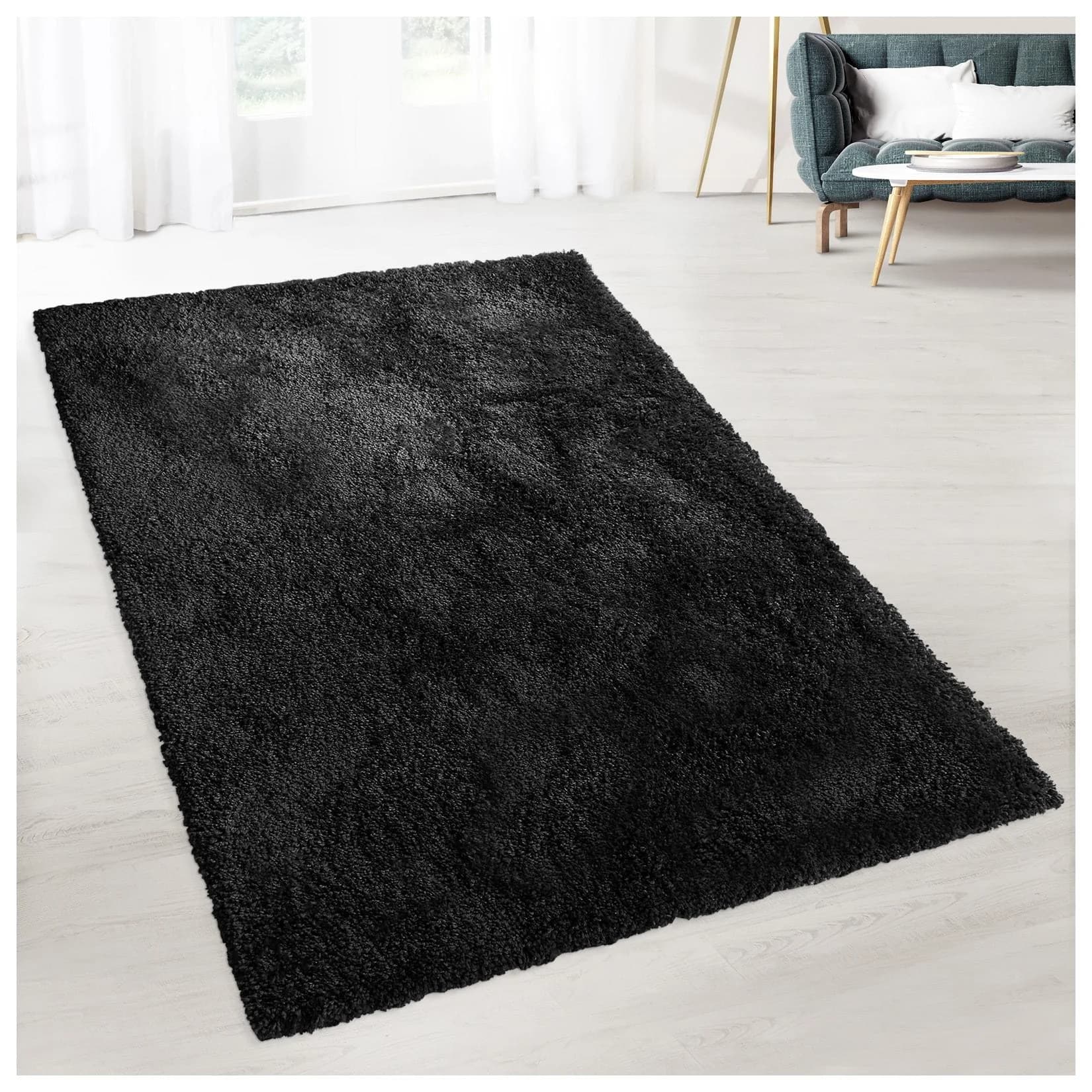 floordirekt Shaggy-Teppich Prestige Schwarz Hochflor