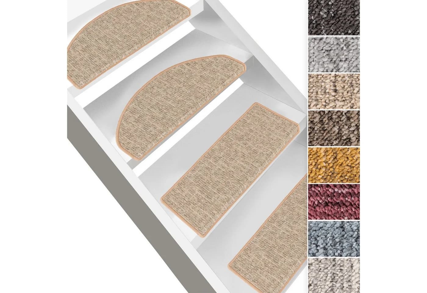 Karat Stufenmatte Alto Halbrund Beige Rutschhemmend mit Winkelschiene - Bild 2