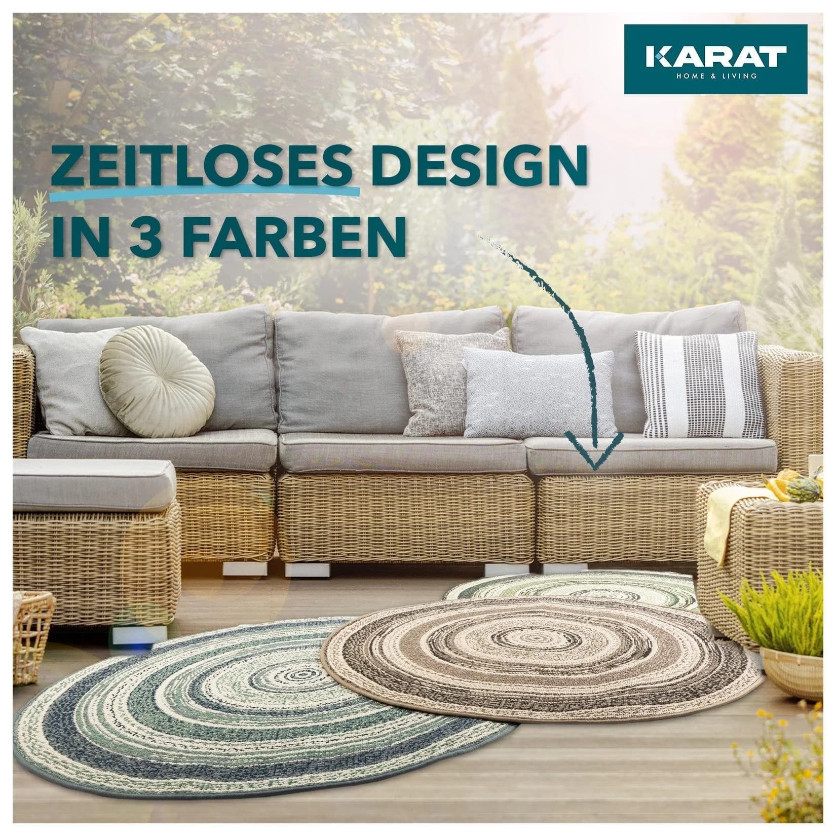 Karat Wohnteppich Zoe Beige-Grau Rund