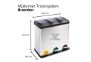 Floordirekt Mülleimer Brandon 54L Edelstahl Trennsystem 3 Fächer Silber Bild 1