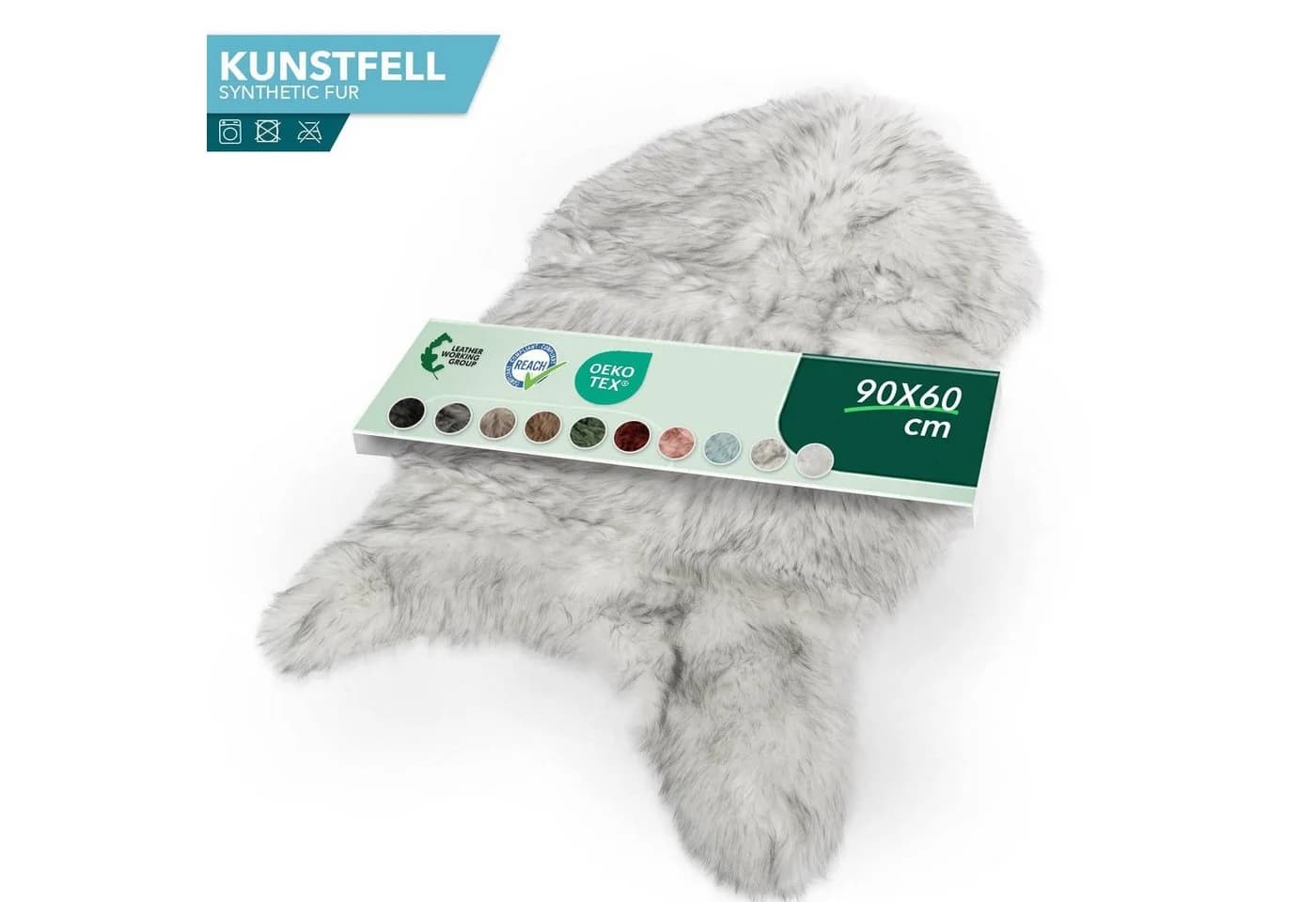 Karat Fellteppich Kunstfell Nelly Kuschelig Schwarz/Grau - Bild 3