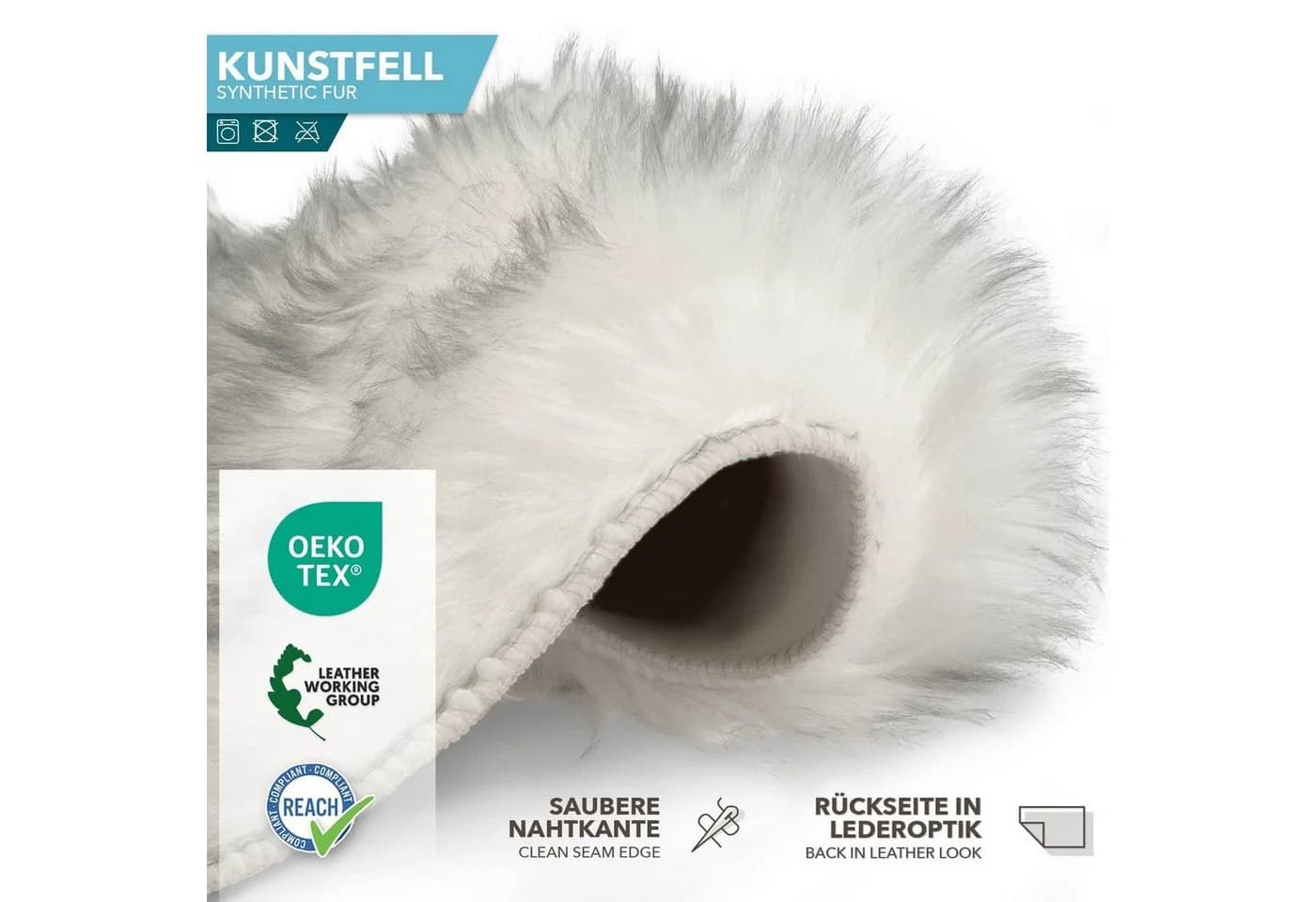 Karat Fellteppich Kunstfell Nelly Kuschelig Schwarz/Grau - Bild 5