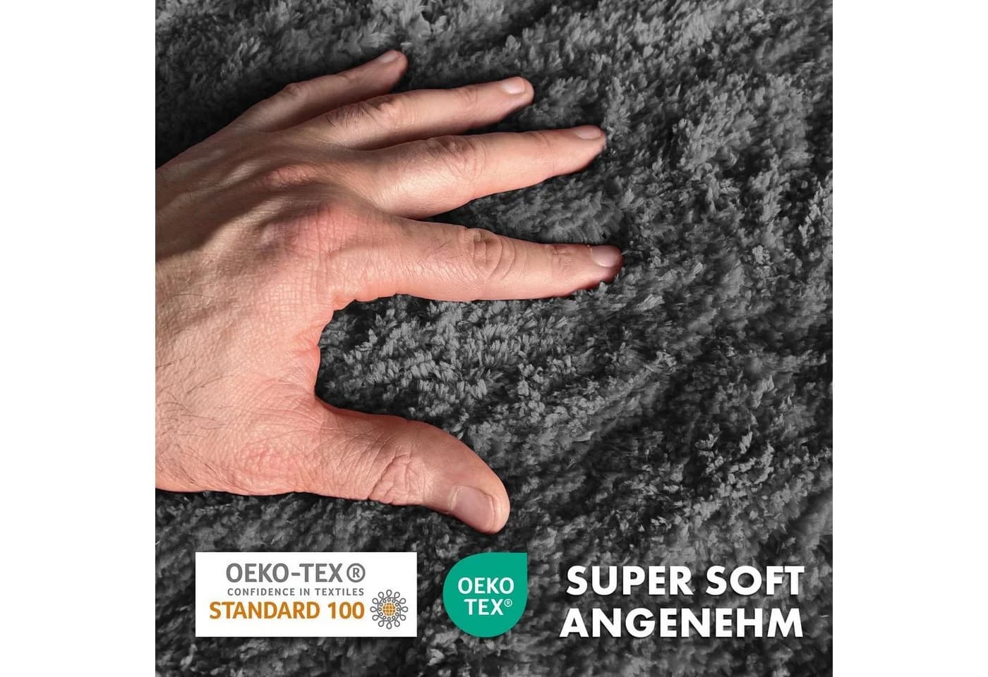 Floordirekt Badematte Sky Hochflor Grau Rutschhemmend