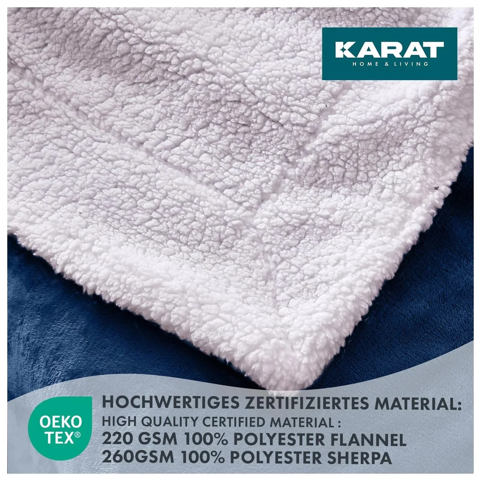 Karat homeliving Kuscheldecke Glory Dunkelblau Doppelseitig