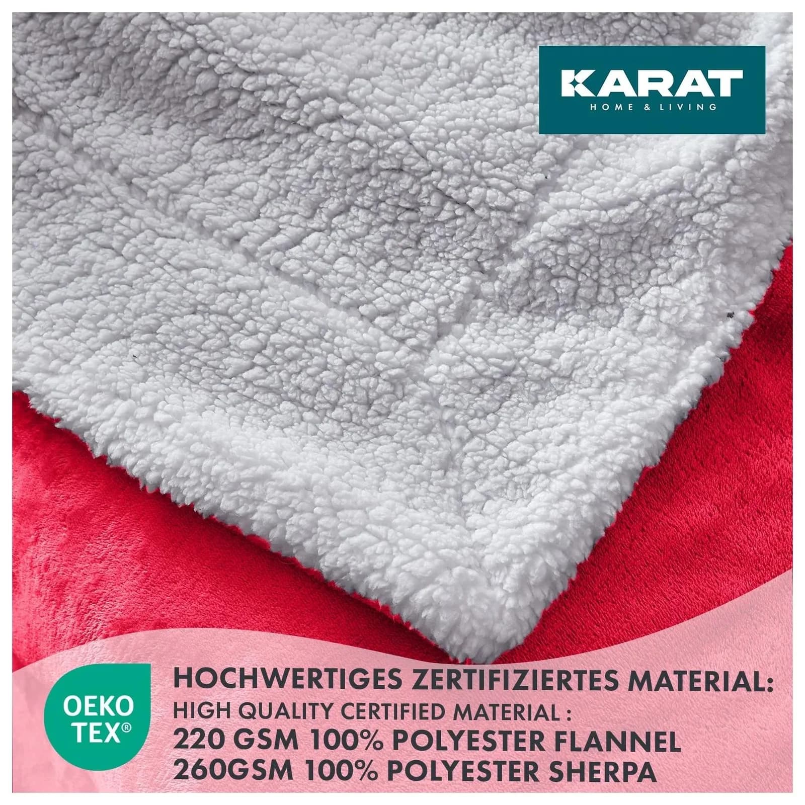 Karat homeliving Kuscheldecke Glory Rot Doppelseitig