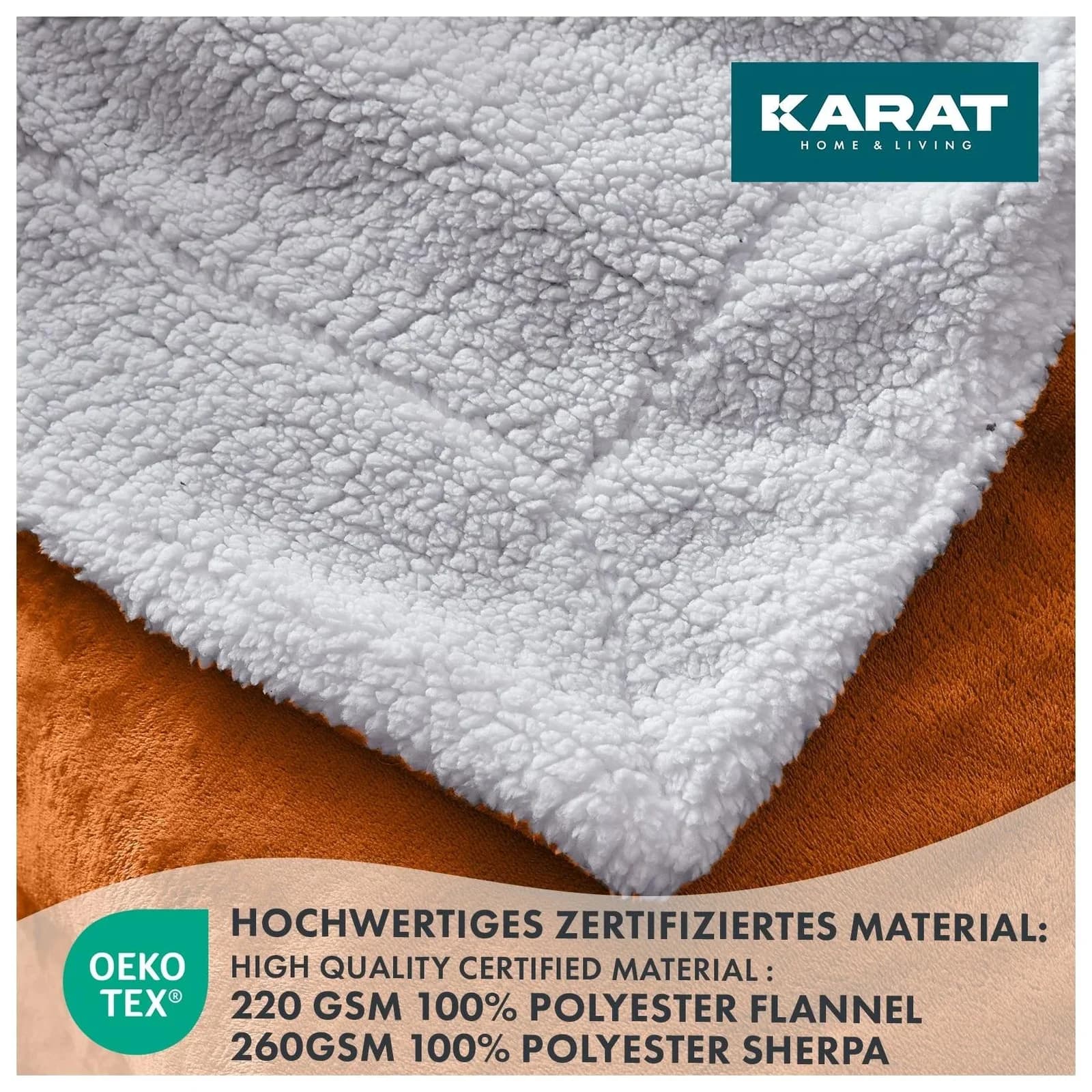 Karat homeliving Kuscheldecke Glory Braun Doppelseitig