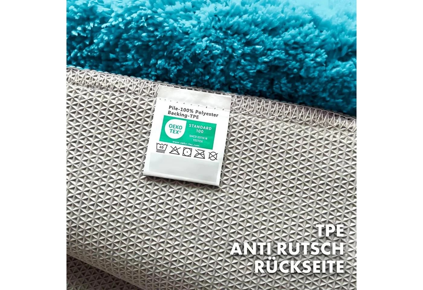 Karat Badematte Atlantis Türkis Rutschhemmend Polyester Mikrofaser - Bild 3