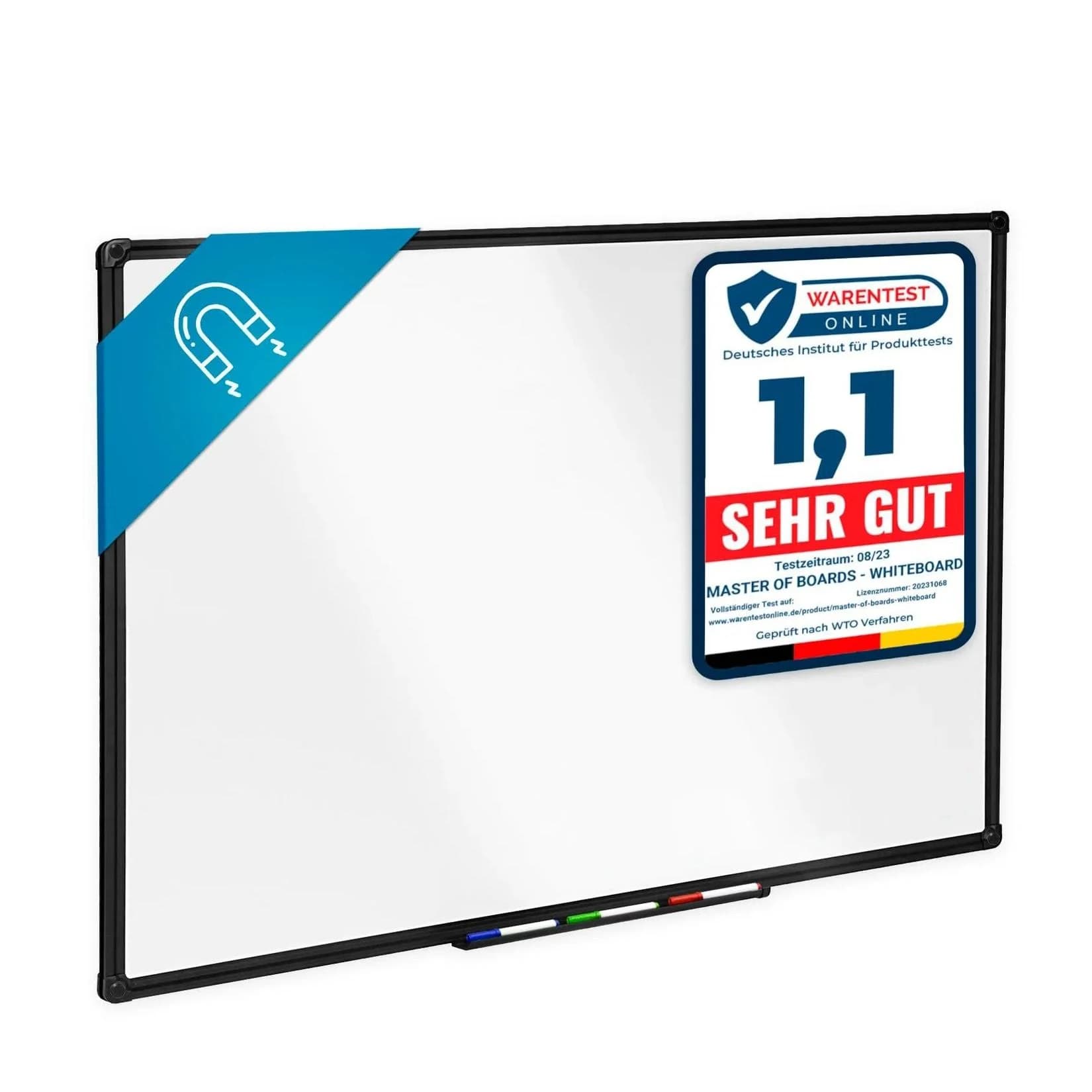 Karat Office Whiteboard Onyx Speziallackiert Kratzfest & Magnethaftend Schwarzer Rahmen