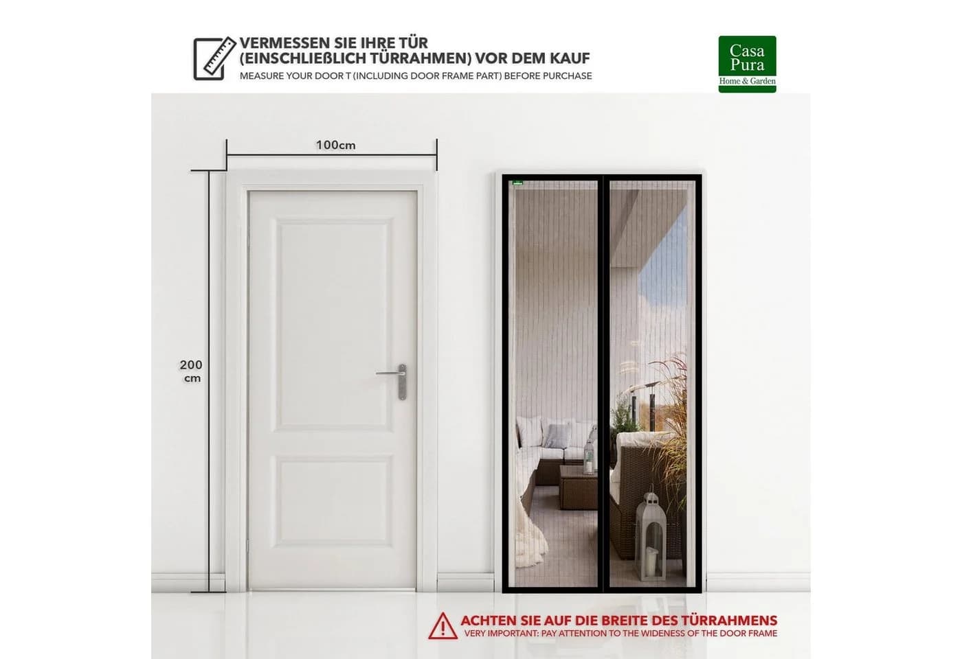 casa pura Fliegengitter-Gewebe Polyester Schwarz mit Magnet- & Klettverschluss - Bild 5