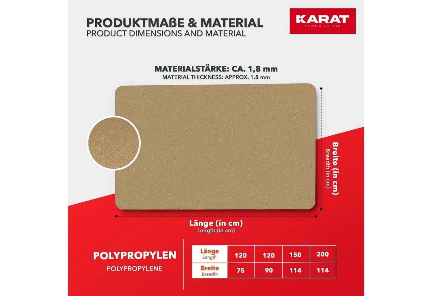 Karat Bodenschutzmatte für Hartböden Perlgold Rutschfest - Bild 3