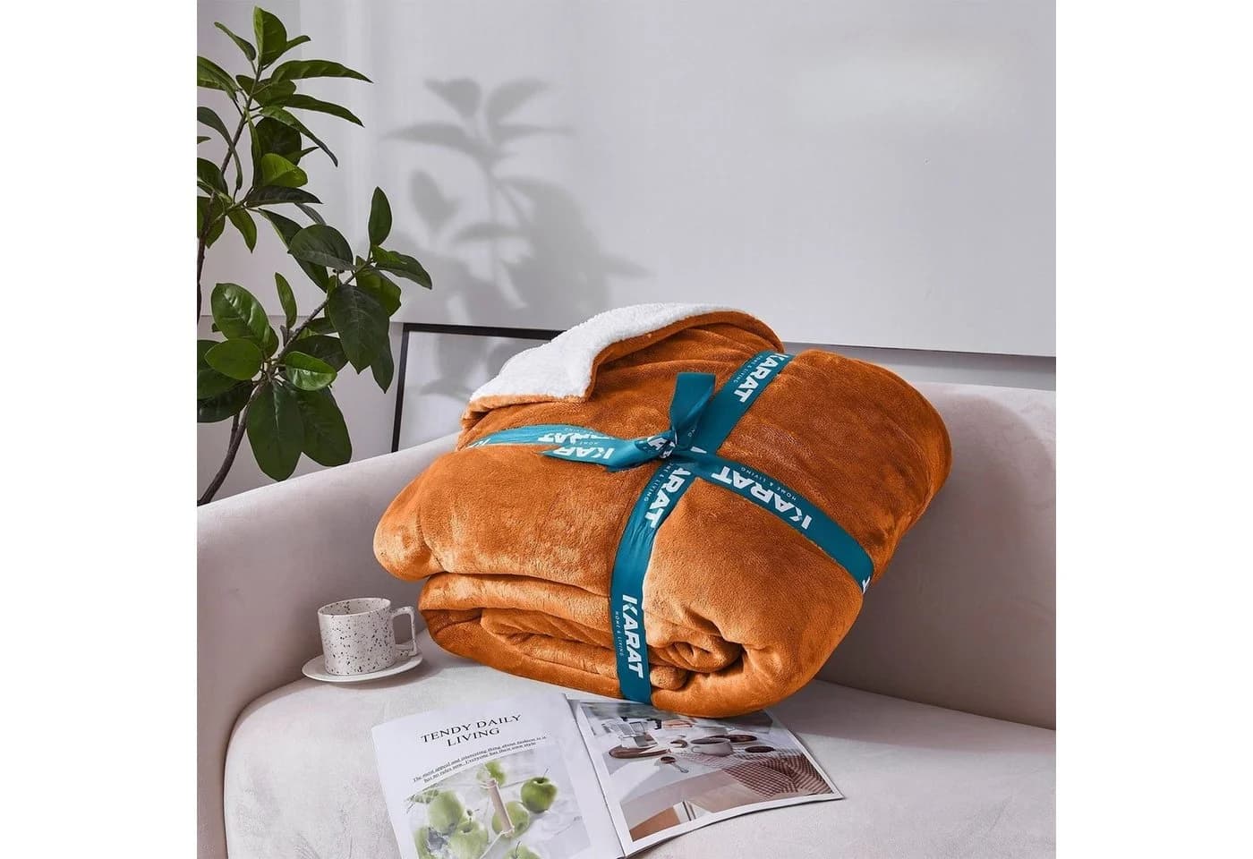 Karat Wohndecke Glory Flauschig Braun Flanell Sherpa