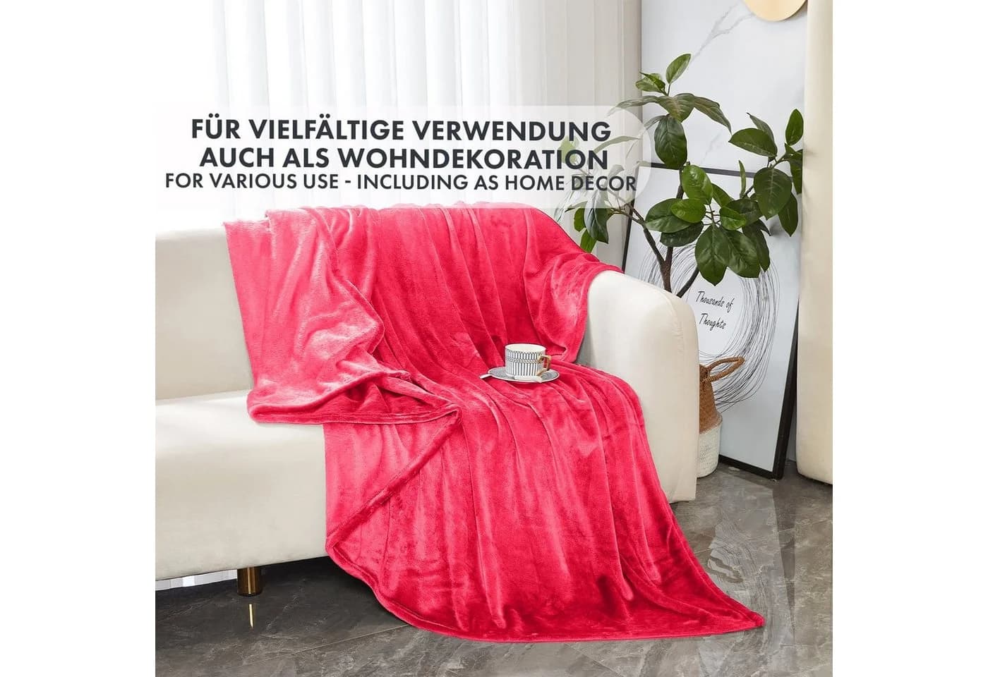 Karat Wohndecke Grace Flanell Rot 150x200 cm - Bild 5