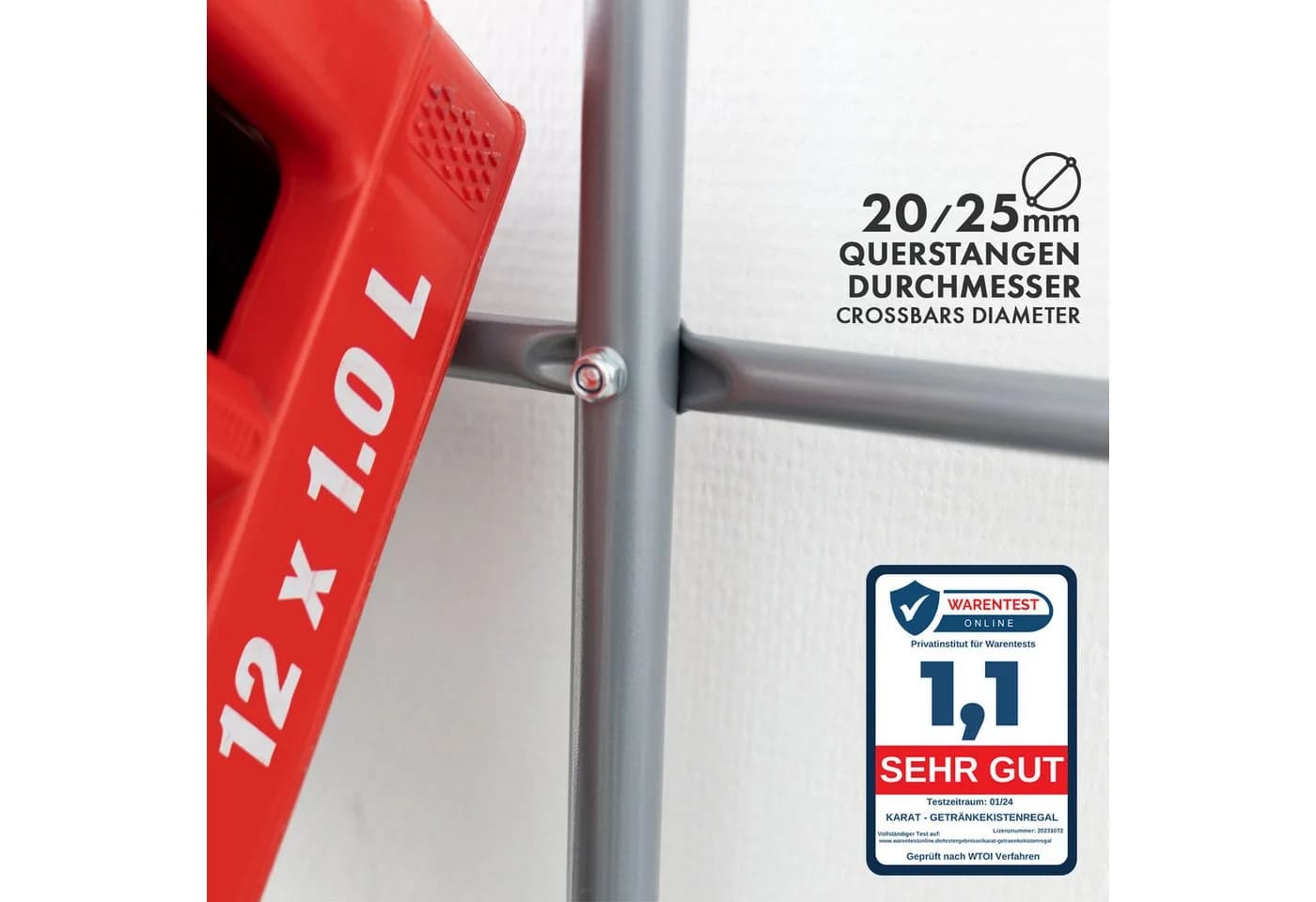 Karat Flaschenkastenständer Rocket Grau 3 Ebenen Stahl - Bild 5
