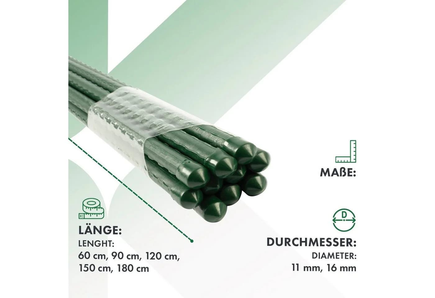 Karat Rankhilfe Pflanzstab Leah 10er Set Grün Stahl Kunststoff