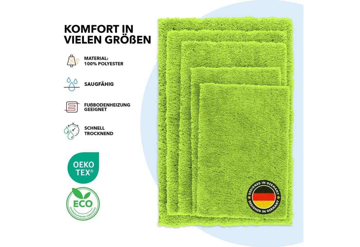 Kubus Badematte Karat Rechteckig Polyester Grün - Bild 5