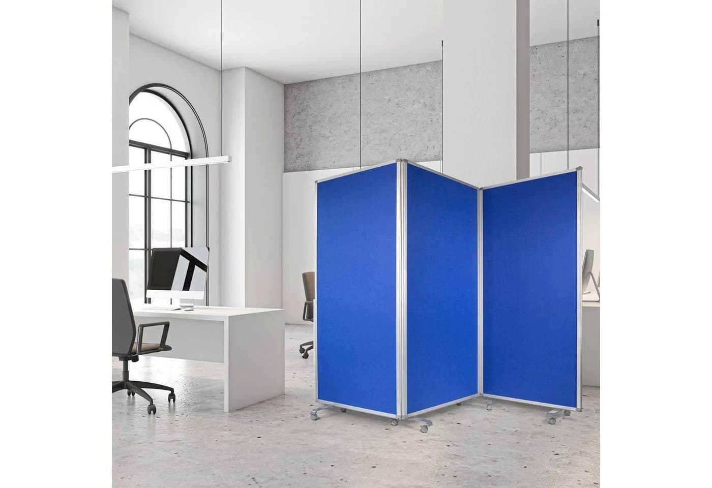 Karat Filz-Stellwand 3-teilig mit 8 Rollen, Blau/Grau - Bild 3