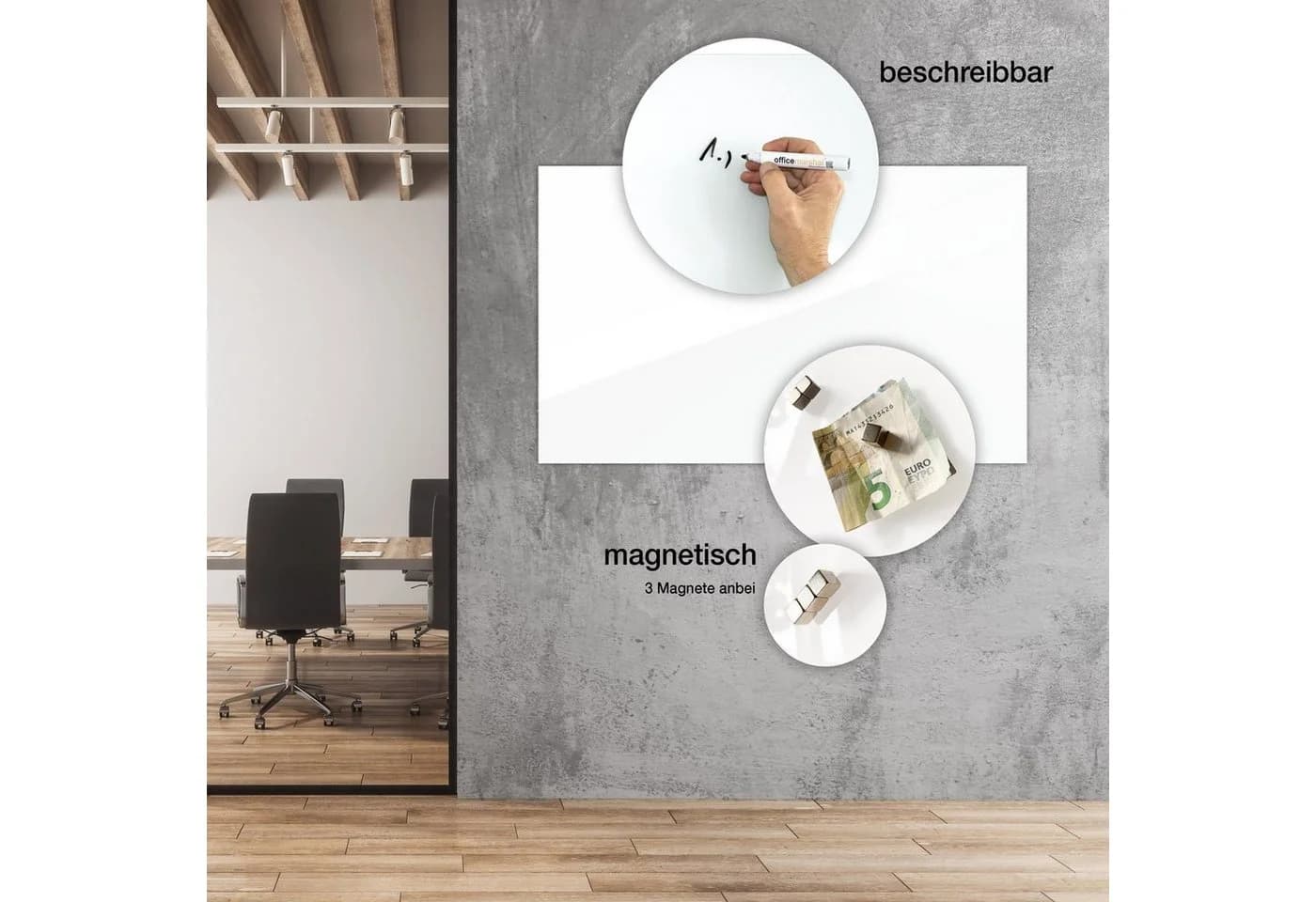 Karat Magnettafel Glas-Whiteboard Rahmenlos Magnethaftend Sicherheitsglas Weiss - Bild 4
