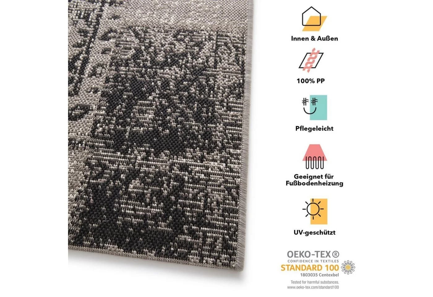 Karat Outdoorteppich Cotton Grau Polypropylen - Bild 4