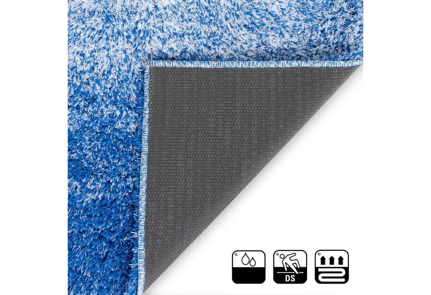Karat Badematte Wave Rutschsicher Blau/Weiß Polyester - Bild 5