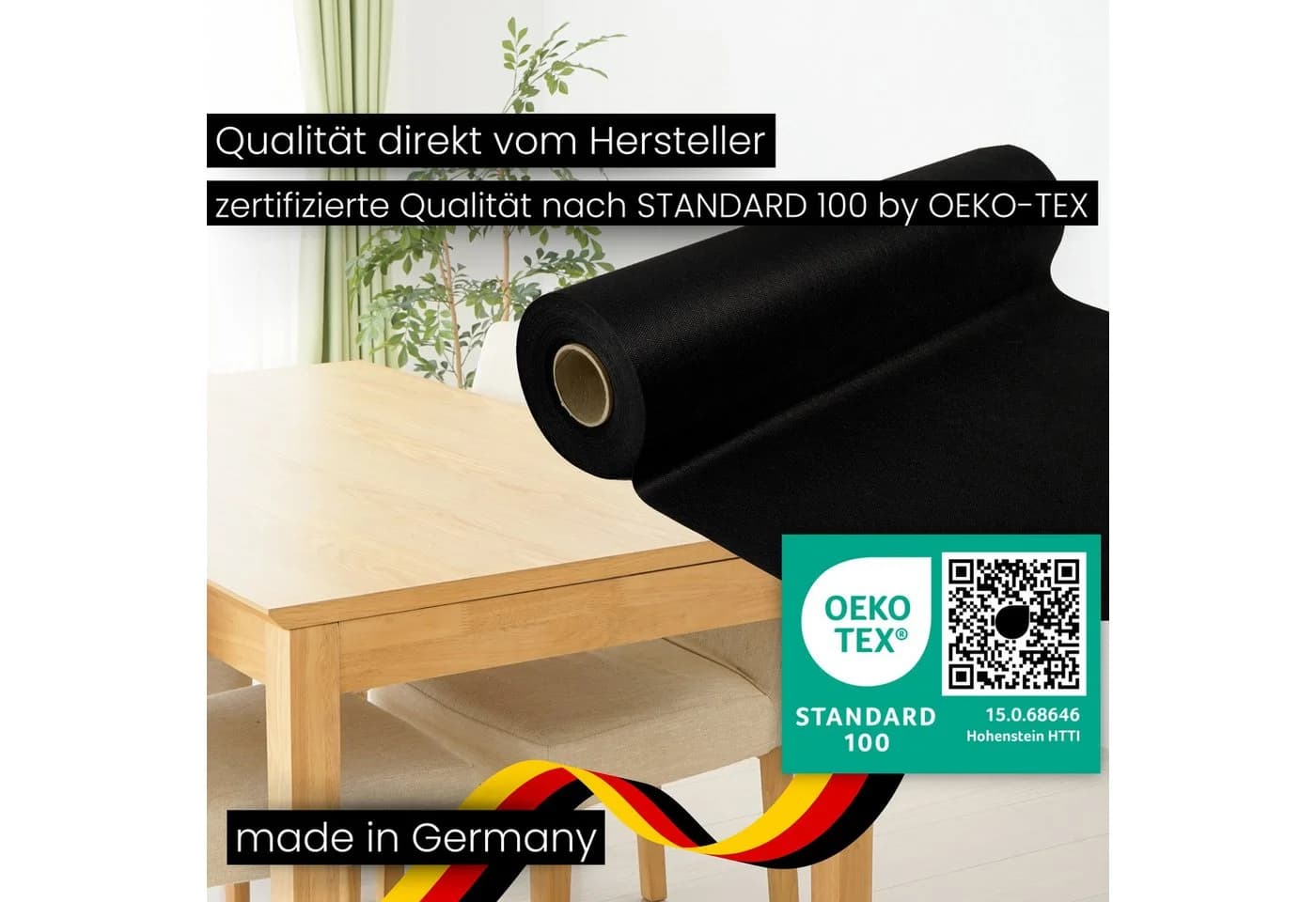 Sensalux Tischdeckenrolle Schwarz 1,18m x 10m Vlies