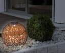 bmf-versand LED Solarleuchte 2er Set Kugel Metall Rostoptik Warmweiß Bild 4