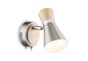 bmf-versand LED Wandleuchte Wandstrahler Holz Chrom mit Schalter Bild 2