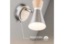 bmf-versand LED Wandleuchte Wandstrahler Holz Chrom mit Schalter Bild 3