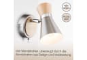 bmf-versand LED Wandleuchte Wandstrahler Holz Chrom mit Schalter Bild 4