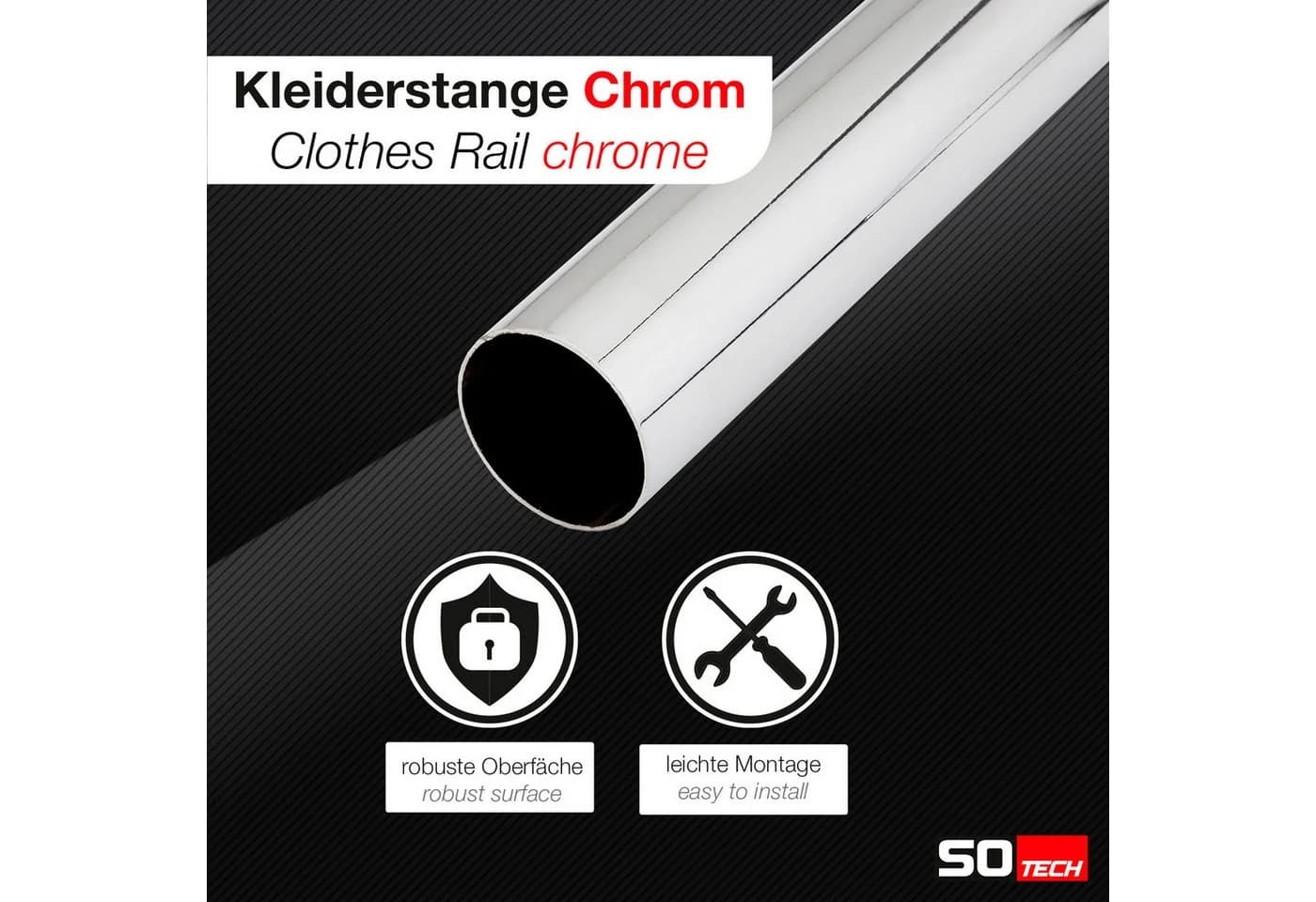 SO-TECH® Garderobenstange Kleiderstange Schrankstange Chrom poliert - Bild 3