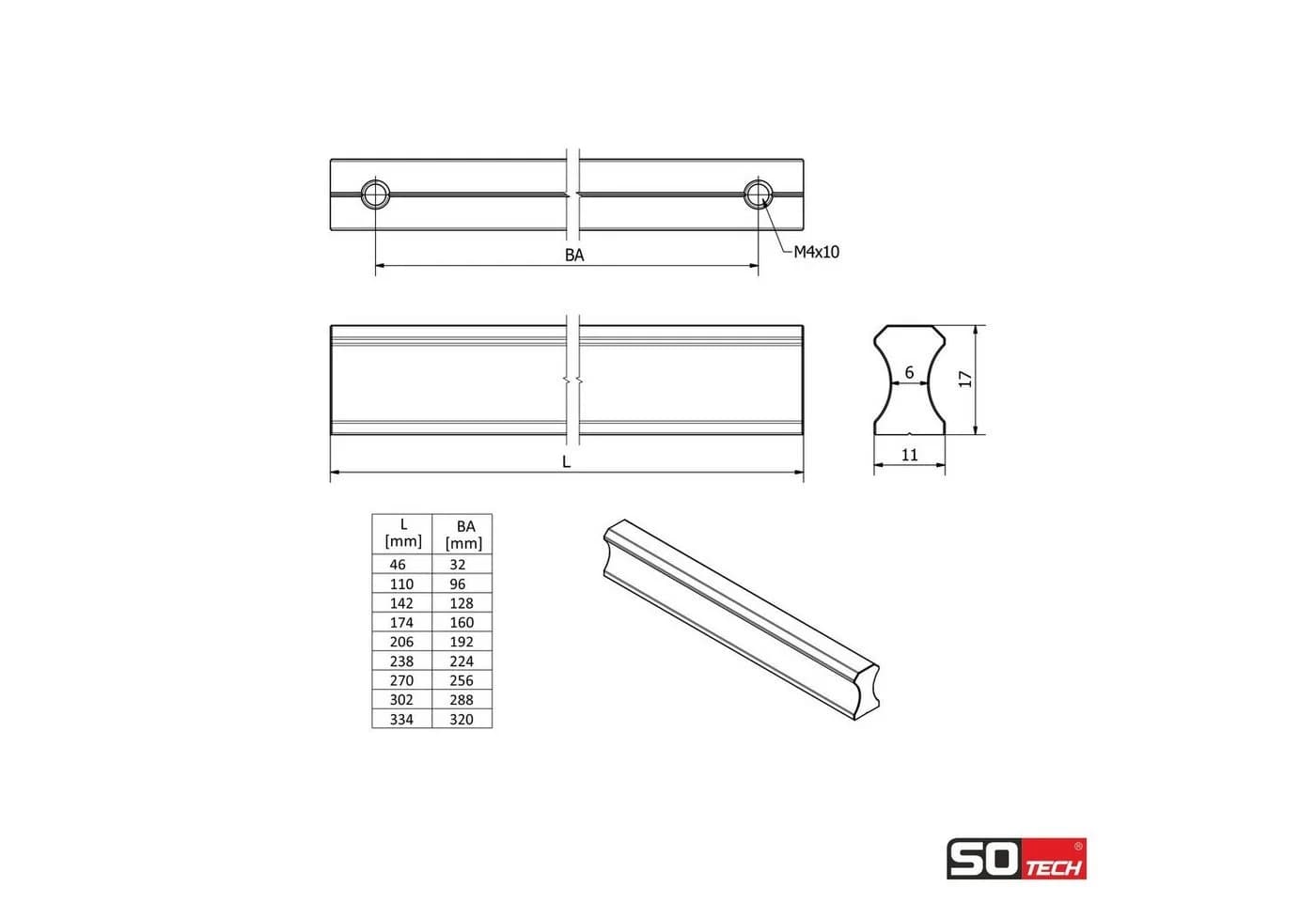 SO-TECH® Möbelgriff STOCKHOLM Aluminium Chrom Poliert 32mm Lochabstand - Bild 4