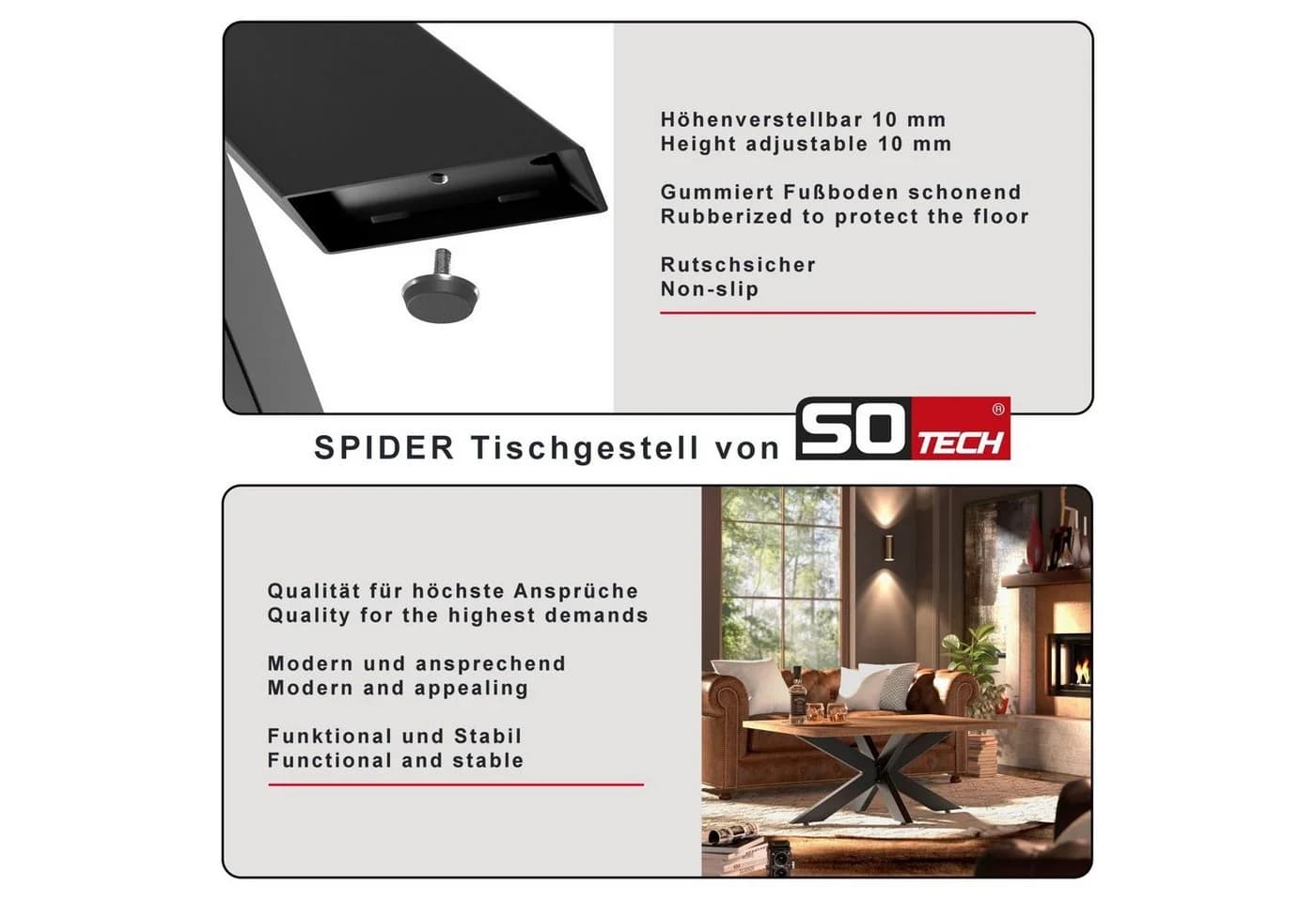 SO-TECH® Tischgestell SPIDER Schwarz Schwerlast bis 500 kg - Bild 4