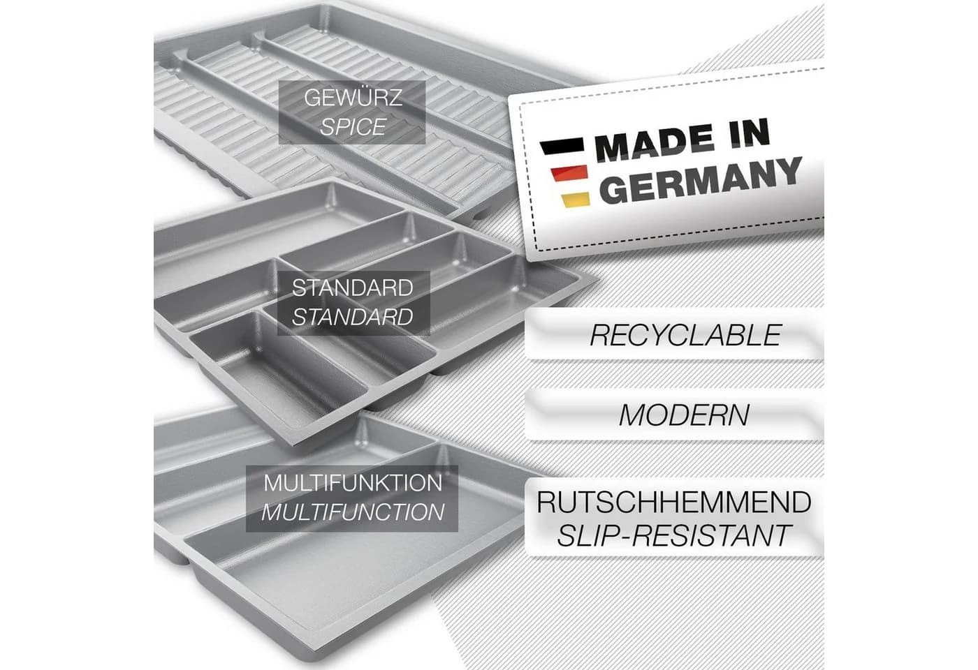 SO-TECH Besteckeinsatz ORGA-BOX 3 Leinwandstil Silbergrau für Nobilia - Bild 3