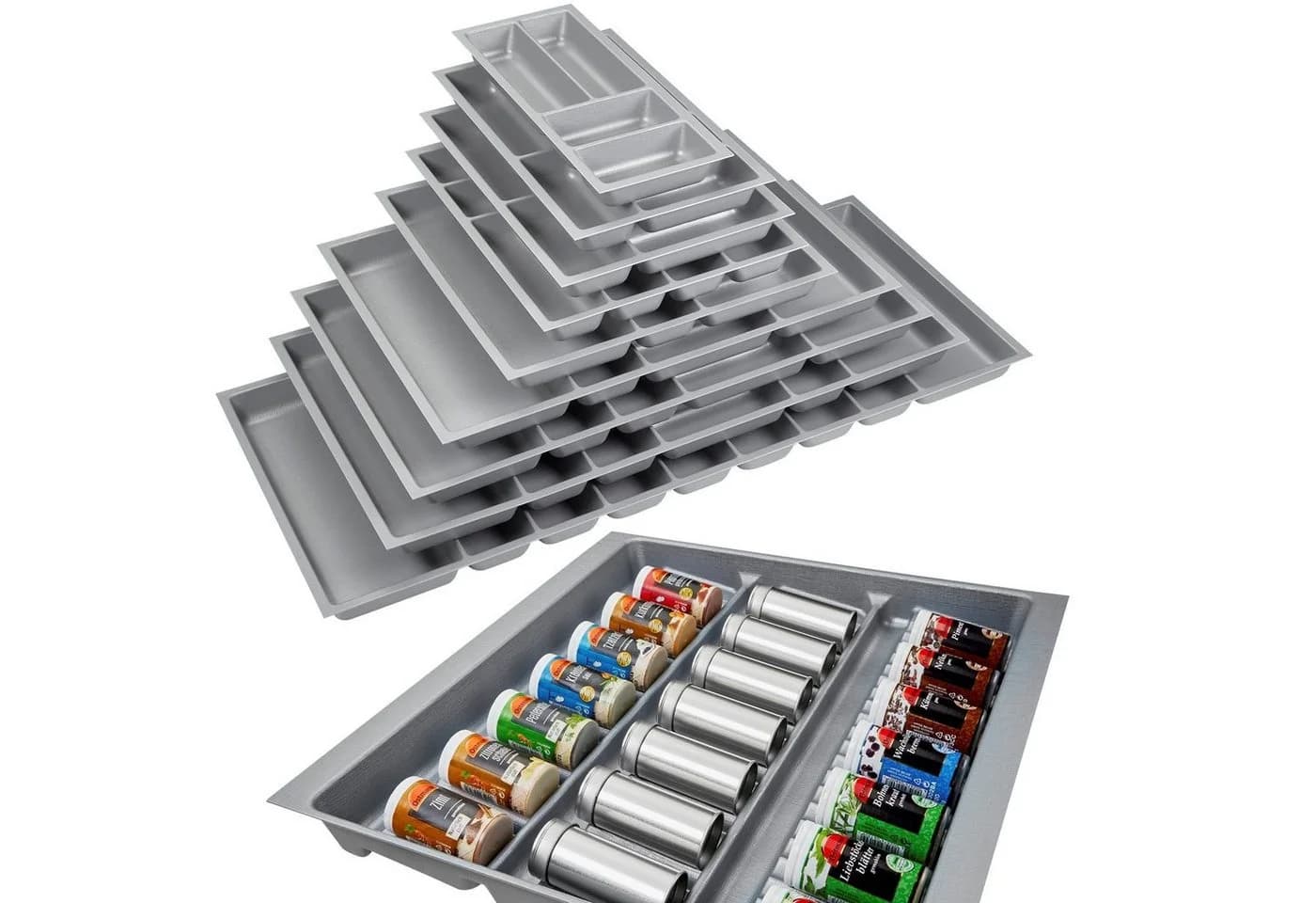 SO-TECH Besteckeinsatz ORGA-BOX 3 Leinwandstil Silbergrau für Nobilia - Bild 5