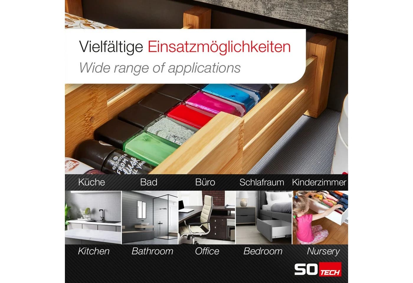 SO-TECH Bambus Schubladentrenner 4-teilig verstellbar - Bild 5