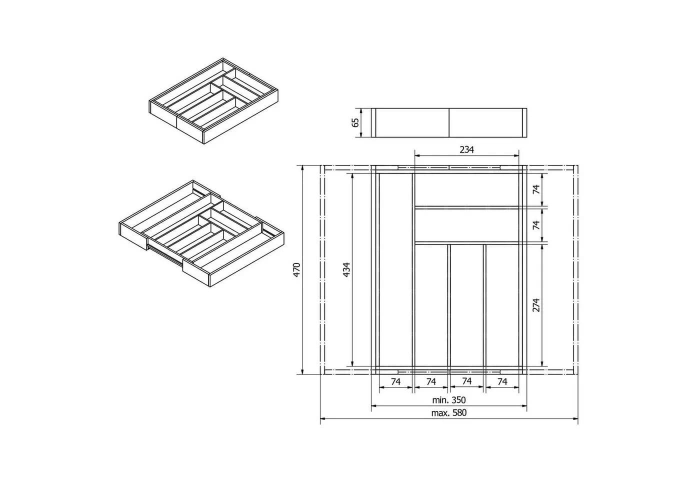 SO-TECH Besteckeinsatz ORGA-BOX III Bambus verstellbar 6-8 Fächer - Bild 5