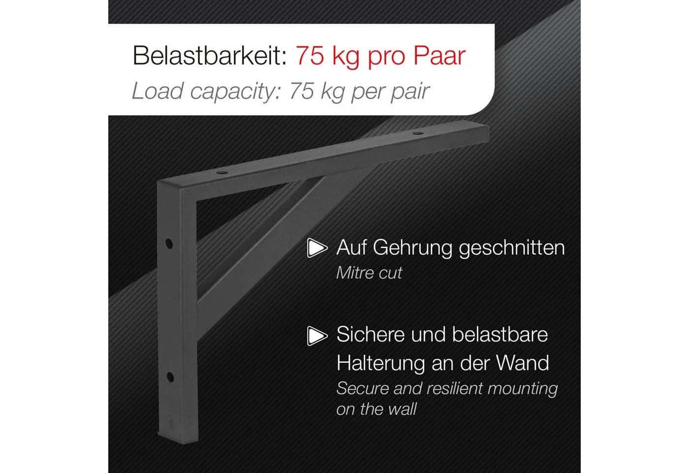SO-TECH® Wandregalhalter Schwerlastkonsole 2-tlg. Schwarz Stahl - Bild 4