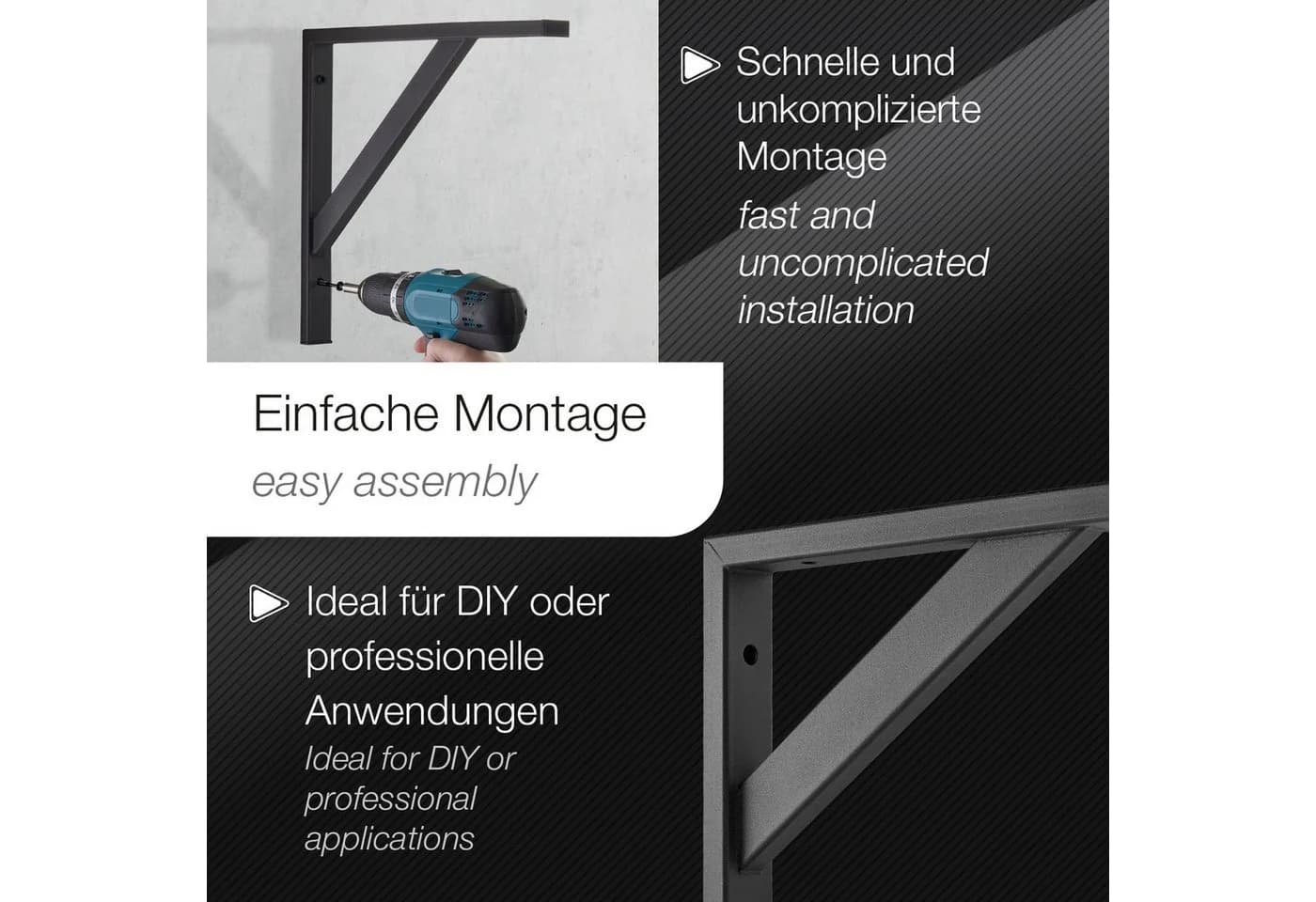 SO-TECH® Wandregalhalter Schwerlastkonsole 2-tlg. Schwarz Stahl - Bild 5