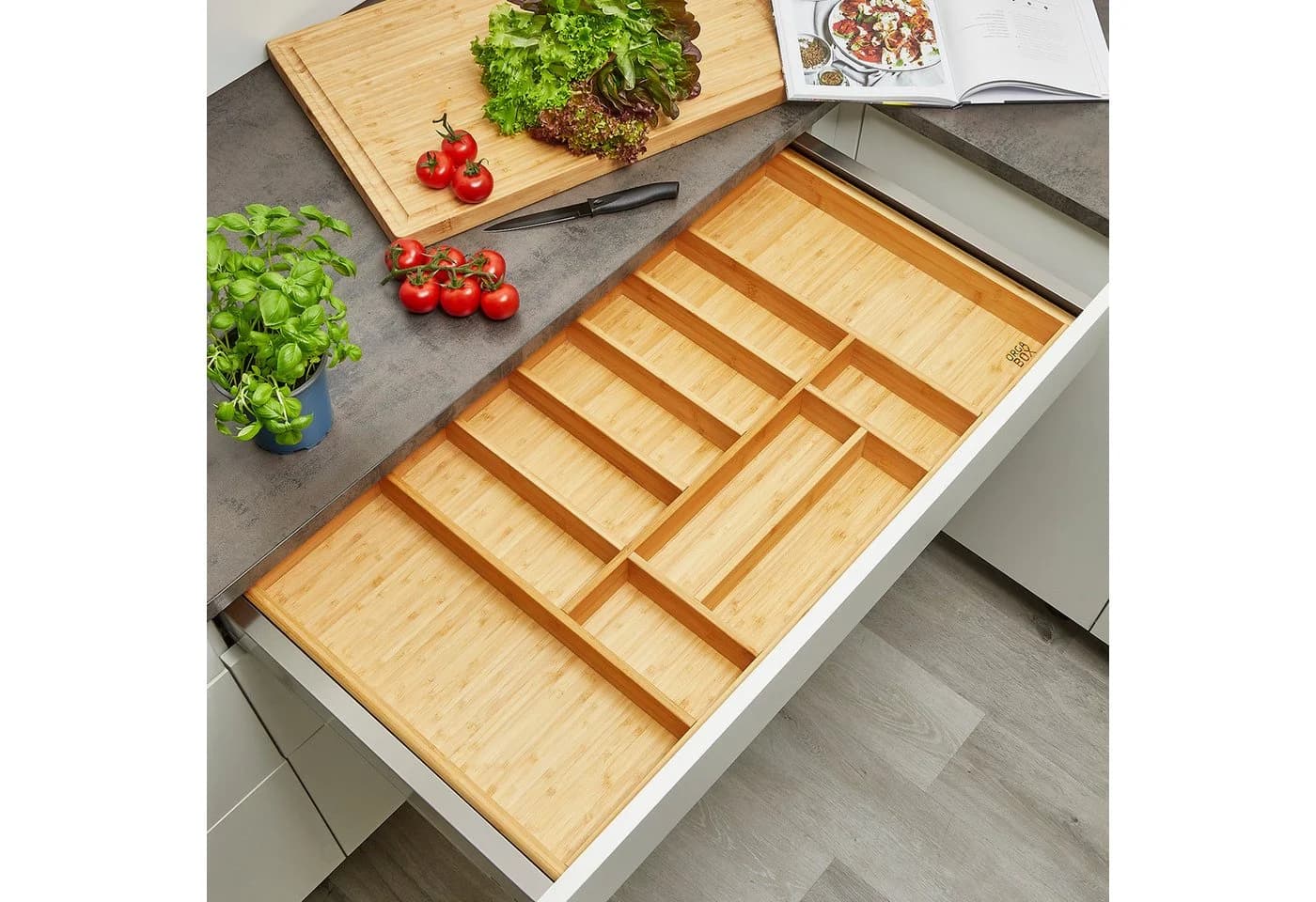 SO-TECH Besteckeinsatz Bambus 11 Fächer für 100cm Schrank - Bild 3