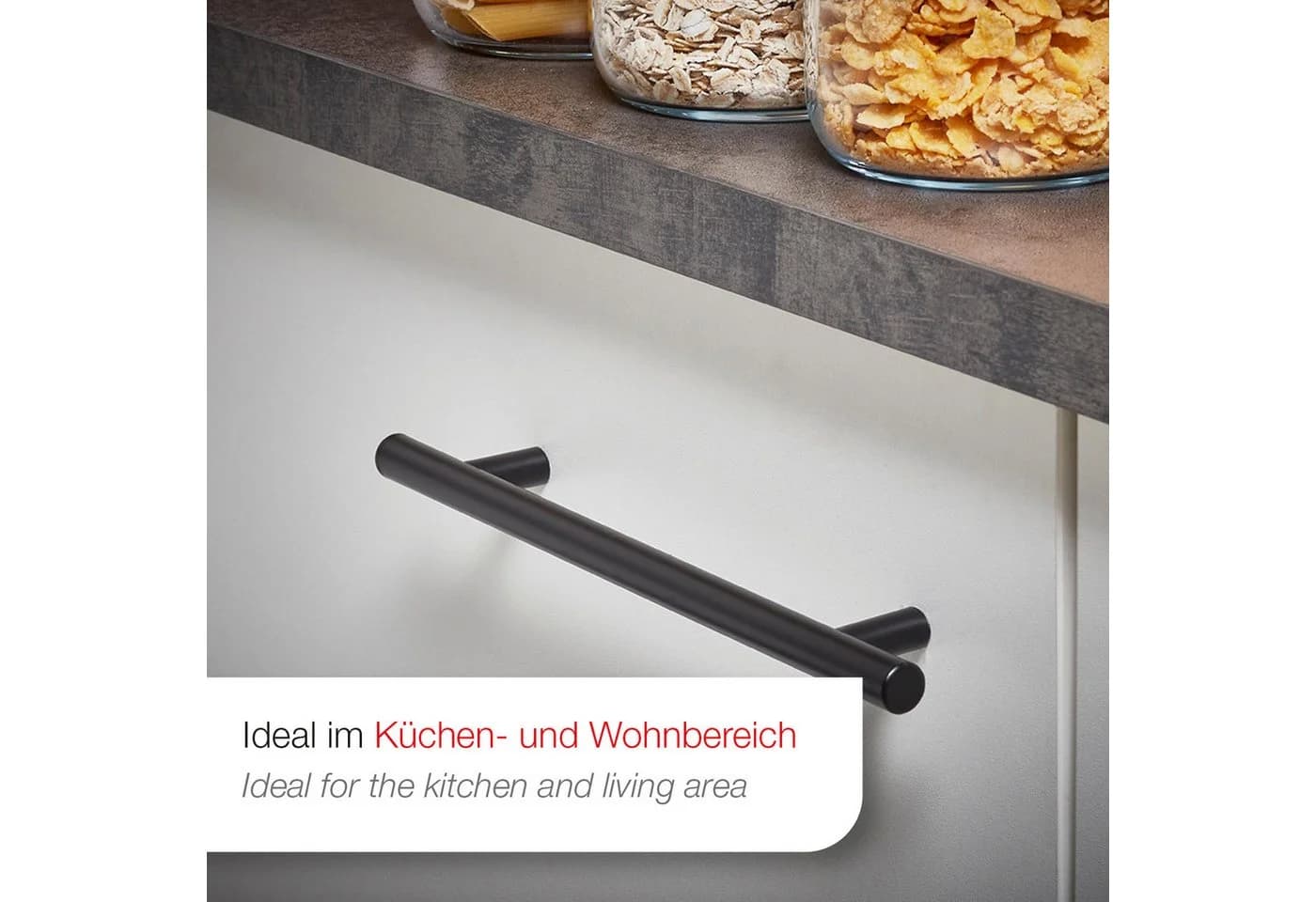 SO-TECH® Stangengriff G17 Edelstahl Schwarz 64mm Bohrlochabstand - Bild 5
