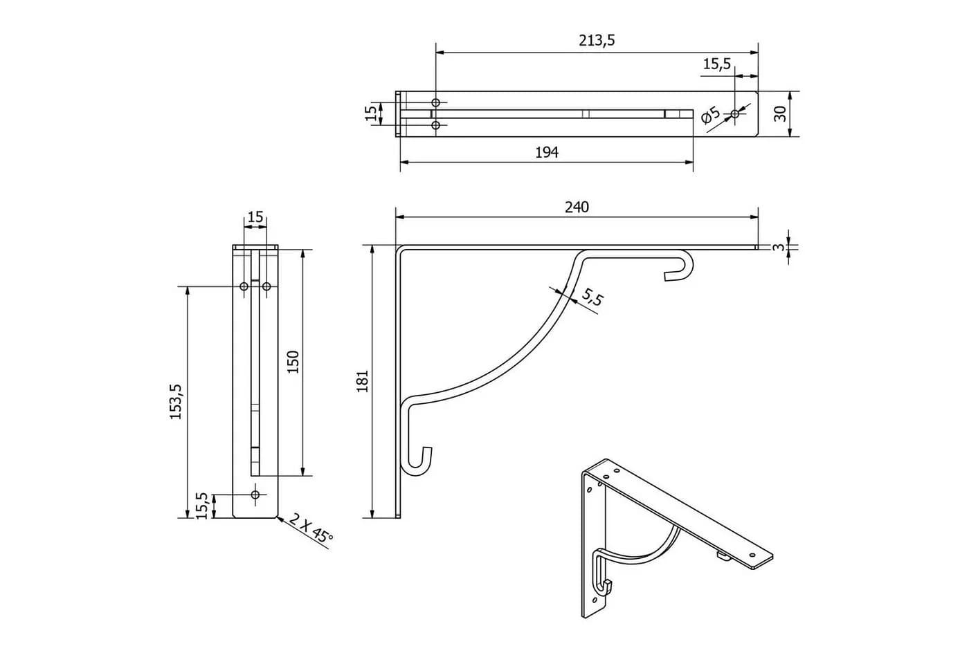 SO-TECH® Regalkonsole RK16 Schwarz Stahl Wandhalterung - Bild 5