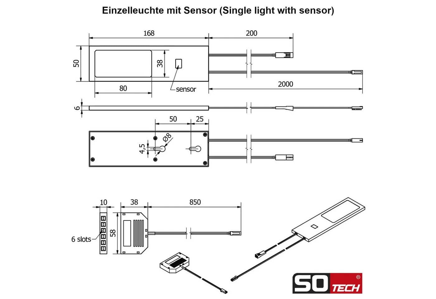 SO-TECH® LED Unterbauleuchte GIULIA II stufenlos dimmbar schwarz - Bild 5