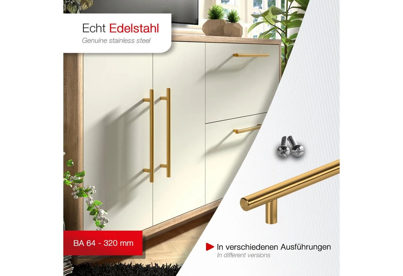 SO-TECH® Möbelgriff Stangengriff G17 Goldfarbig Edelstahl