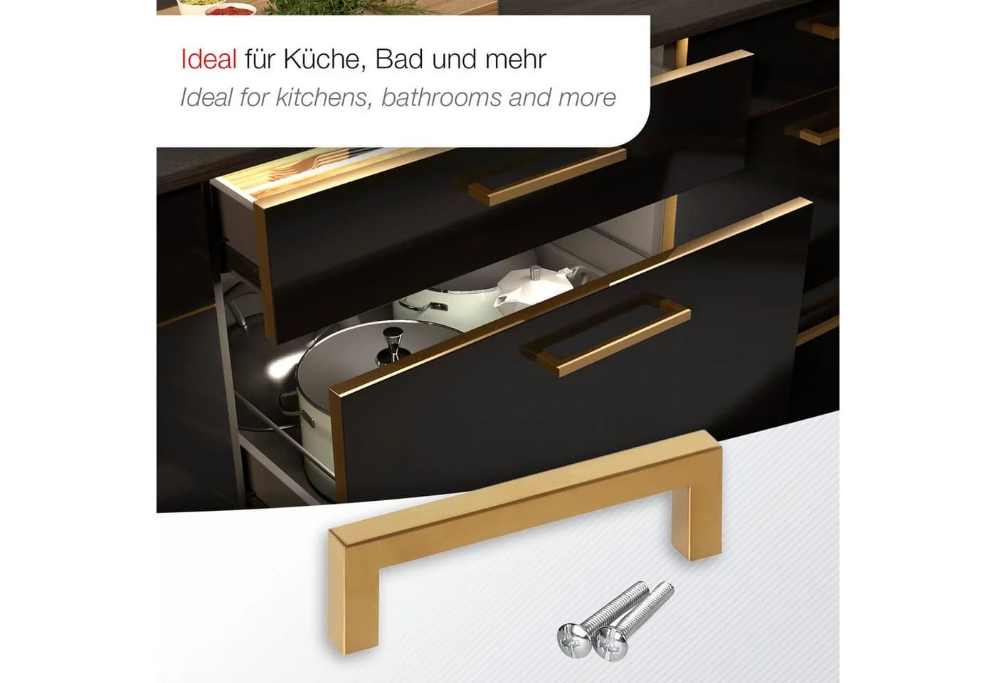 SO-TECH® Möbelgriff Stangengriff E8 Edelstahl Goldfarbig 64mm - Bild 3